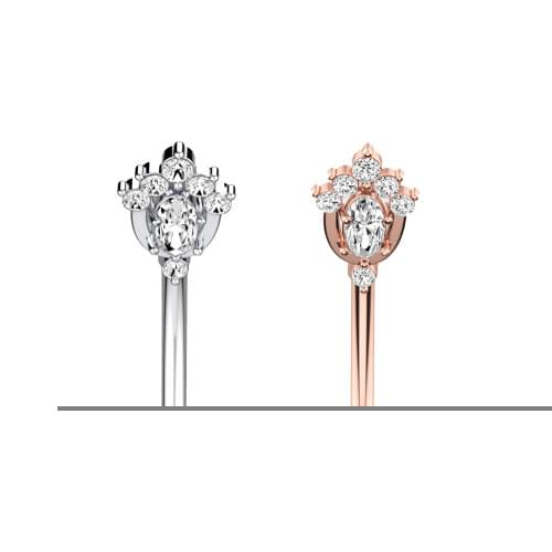 Crown Navel Ring Stainless Steel Crystal Belly Ring Women Body Jewelry Clear Round Cubic Zirconia Crown Belly Navel Ring Jewelry