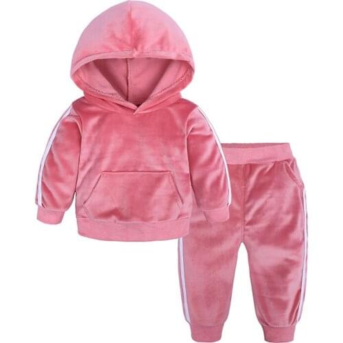 Elvesnest Kids Clothes Sets Thick Velvet Children Boy Clothing Suits Long Sleeve Hooded Tops+Pants Winter Kids Girls Costume