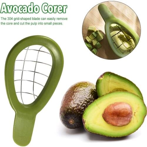 Avocado Slicer Corer Shea Butter Stainless Steel Avocado Kiwi Cutter Multifunctional Easy Grip Fruits Dicer for Vegetable Melon