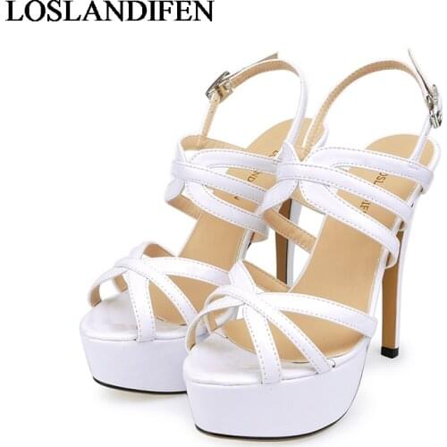 Fashion Platform Sandals 2020 New Designer Women Shoes Thin High Heels Sandal Wedding Party Dress Ladies Shoes NLK-C0069