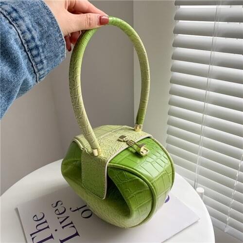 Fashion Ball Shape Women Handbags Designer Round Lady Shoulder Bags Luxury Gradient Pu Leather Tote Bag Female Small Purses 2021