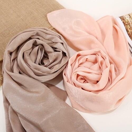 2019 Fashion Smooth Shiny Satin Scarf Long Shawls Plain Solider Colors Thicken Hijab muslim scarves/scarf