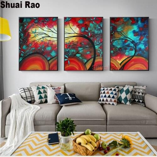 3 Pieces Abstract Starry Tree Leaves diamond painting full square Triptych Aisle Unique home Decor diamond embroidery painting