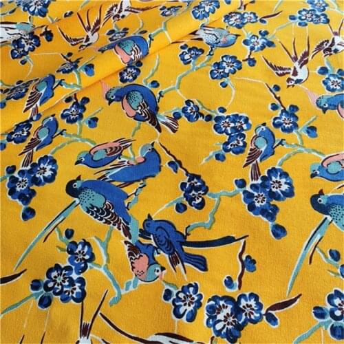 NW75 Brids Flowers 7colors 100% Cotton Manual Weaving Fabric Handicraft Printing And Dyeing Coarse Fabric Decoration Clothes