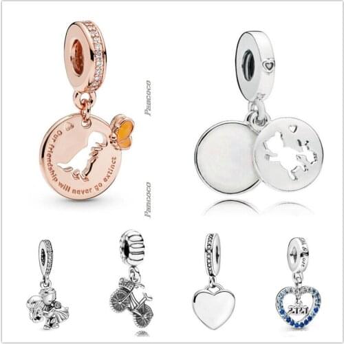 Original 925 Sterling Silver Married Couple With Crystal Pendant Charm Bead Fit Pandora Bracelet & Necklace Jewelry