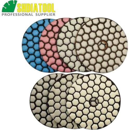 SHDIATOOL 7pcs/set Diameter 3inch Dry Polishing Pads 80mm Resin Bond Diamond Flexible Polishing Pads sanding disc polishing disc
