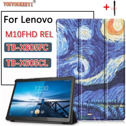 Tri-Fold Stand Cover Funda For Lenovo M10FHD REL TB-X605FC 10.1inch tablet,Magnetic Smart sleep Case For TB-X605CL +gifts