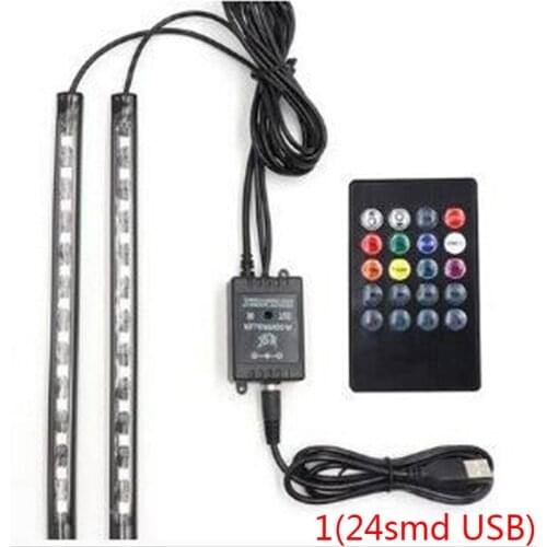 Remote/Voice Control Auto Interior Decor Lights Atmosphere Lamp Car Foot Light Sfeer Lamp 24/36/48 Led Ambient