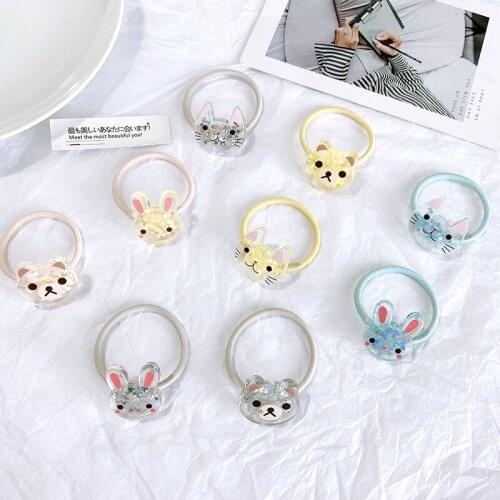 Girls Cute Animal bear bunny cat Hair Ties Hair Bands Elastic Hair Accessories Ponytail Holder DX111