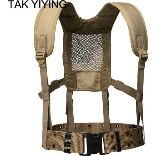 TAK YIYING Adjustable Tactical Waist Padded Belt With H-shaped Suspender Military Airsoft Nylon Cummerbunds For Men