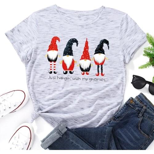 Christmas Santa Claus Print T Shirt Women O Neck Short Sleeve Summer 100%Cotton T-Shirt Pink Tops Casual TShirt