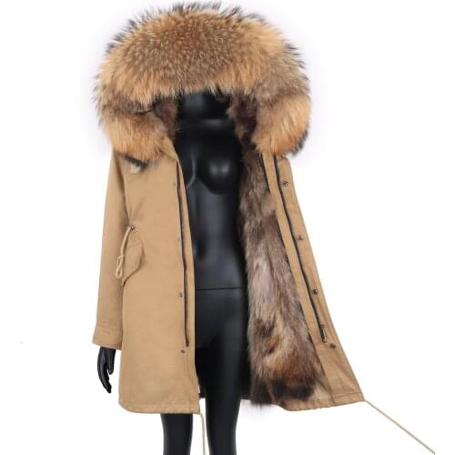 2021 Women Long Parka Real Fur Coat 7XL Winter Jacket Women Natural Real Fox Fur Coats Outerwear Streetwear Casual Oversize New