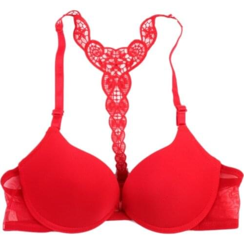 2019 New Women Sexy Bra Front Closure Lace bra Racer Back Seamless Womens Push Up Sexy plunge Bras Unlined Underwear Racerback