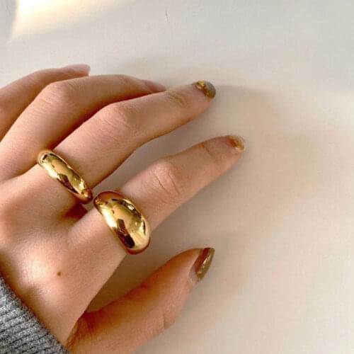 Gold thick chunky dome ring for women stainless steel vintage smooth high polished ring ins 2020