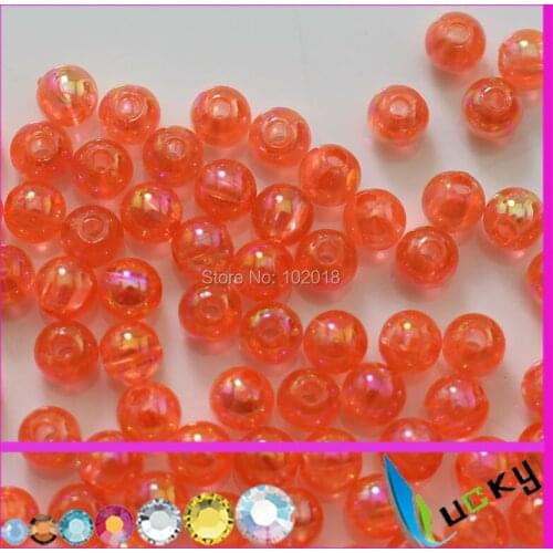 1 kg 4mm orange ab color Round Acrylic beads colorful ab effect transparent Beads with two holes for Chunky Necklace