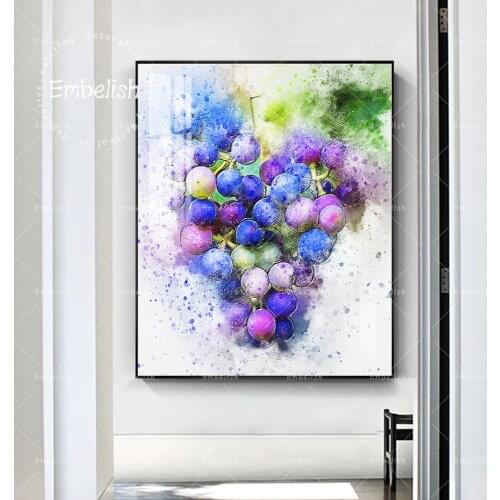 1 Pieces Watercolor Colorful Grapes Fruits Kitchen Home Decor Posters For Living Room Wall Art Pictures HD Print Canvas Painting