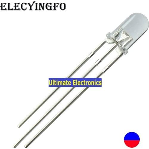 100pcs F5 red and blue transparent Common Cathode/Anode 5MM LED transparent double color round top clear