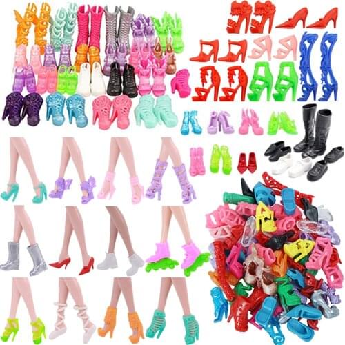12/20/50 Pairs Barbies Shoes Multicolor High Heels Boots Clothes Accessories For Woman Girls Daily Banquet Shoes Gifts For Kids