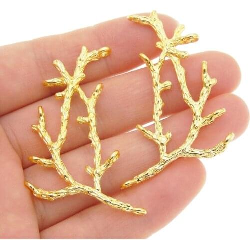 GraceAngie 15pcs Gold CopperPendant Imitation Tree Branches Charms Jewelry Finding Necklace Key Chain Accessory 56*27*3mm