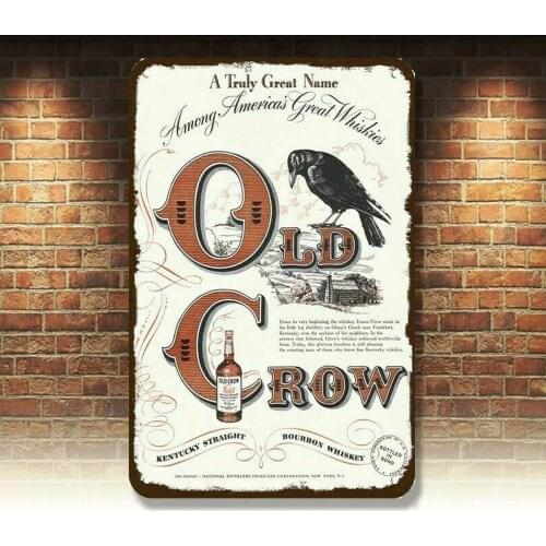 1949 OLD CROW Kentucky Whiskey - GLENNS CREEK - DECORATIVE REPLICA METAL SIGN