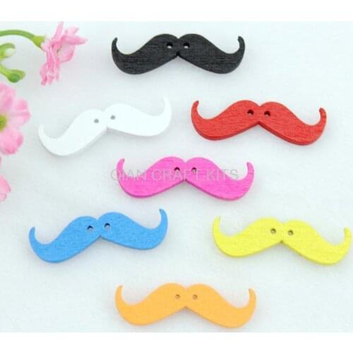 200pcs kawaii wood Moustache wooden button assorted cabochon pendants DIY supply,jewelry sets 36*11mm MK0217