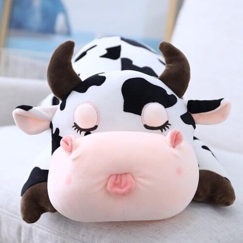 2021 Animal Cartoon Cows Stuffed Plush Doll Toy Cute Cattle Milk Cow Comfortable Soft Toy Children Kids Birthday Present Gift