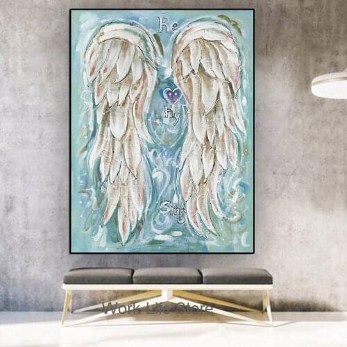 Abstract Musical Symbol Angel Wings Pictures Home Decoration Wall Posters and Prints Wall Art Canvas Painting for Living Room
