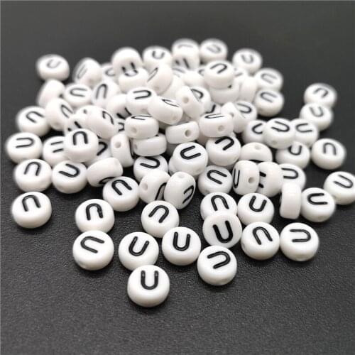 4x7mm Letter U Oblate Alphabet Beads Acrylic Beads For Jewelry Making DIY Bracelet Necklace Accessories