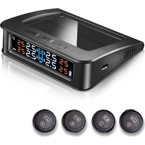 Wireless Solar TPMS LCD Car Tire Pressure Monitoring System + 4 External Sensors