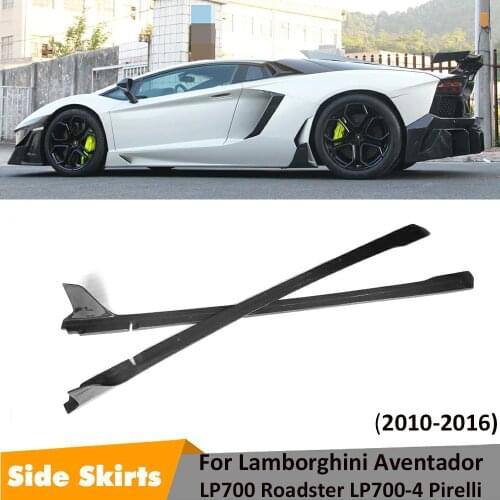 Carbon Fiber Car Side Skirts Body Apron Lip Case for Lamborghini Aventador LP700 LP700-4 Roadster Pirelli 2010-2016