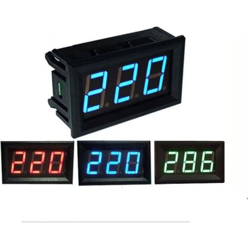 AC 30-500V 0.56" LED Digital Voltmeter Voltage Meter Volt Instrument Tool 2 Wires Red Green Blue Display 110V 220V DIY 0.56 Inch