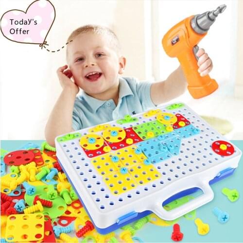 149/193 Pcs Kids Drill Toys Screw Puzzle Assembled Toys Kids Learning Educational Game Gifts Baby Screwdriver Mosaic Toy