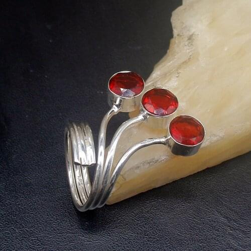 Gemstonefactory Jewelry Big Promotion Single Unique 925 Silver Perfect Charm Red Garnet Women Men Gifts Rings 7# 20212559