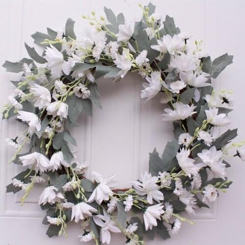 Artificial Dahlia Wreath For Front Door Decor Spring Summer Faux Silk Garland Home Office Wall Window Wedding Decoration