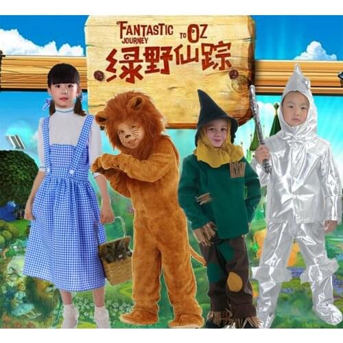 Dorothy Scarecrow Tinman Wizard Lion Costume Baby Kids Animal Birthday Party Halloween Cosplay Costumes Role Play Jumpsuit