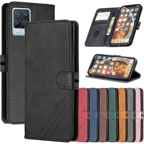 Leather Flip Realme8 Case on For OPPO Fundas Realme 8 Pro 8Pro OPPO8 5G Cases Magnetic Stand Wallet Phone Cover Coque