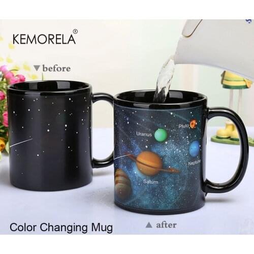 Creative Ceramic Mug Color Changing Mug Heat Revealing Coffee Cup Friends Gift Student Breakfast Cup Star Solar System Mug