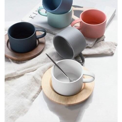Creative Simple Color Matte Ceramic Coffee Cup Mug Breakfast Cup Round Couple Cup Nordic Suit