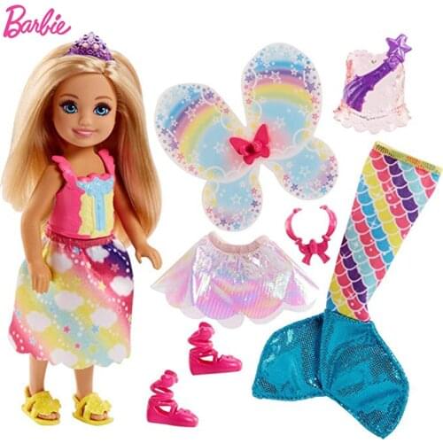 Dreamtopia Club Chelsea Barbie Doll Rainbow Clothes Mermaid Doll Barbie Accessories Elf Girls Toys for Chilren Boneca Princess