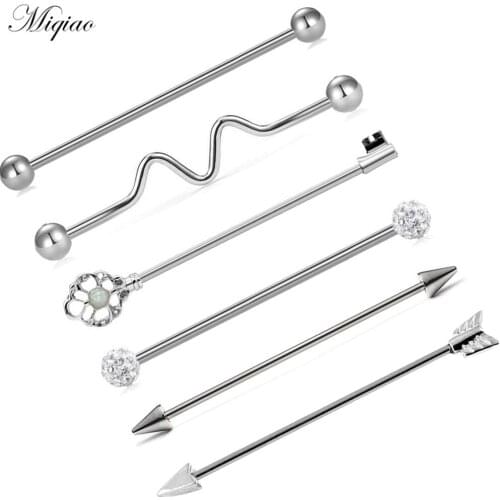 Miqiao 6pcs Explosive Style Creative Wave Geometry Suit Earrings Body Piercing Jewelry