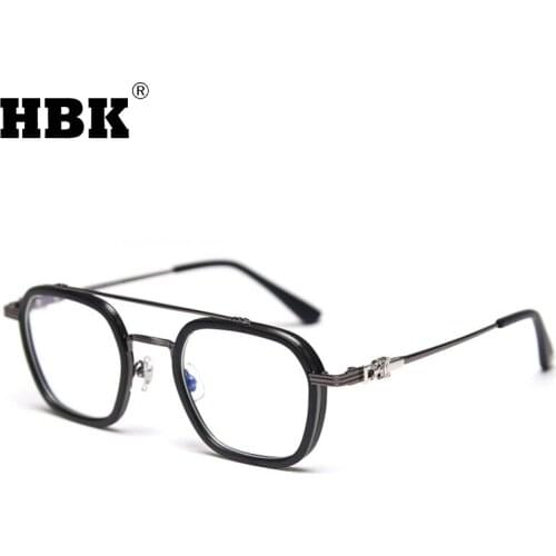 HBK New Fashion Anti Blue Light Square Glasses Frame Women Men Vintage Myopia Eyewear Computer Eyeglasses UV400 Unisex