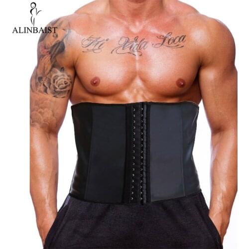 Male Slim Belt 9 Steel Boned Latex Waist trainer Corsets Men Compression Waist Cincher Body Shaper Wrap Slimming Shapewear Women