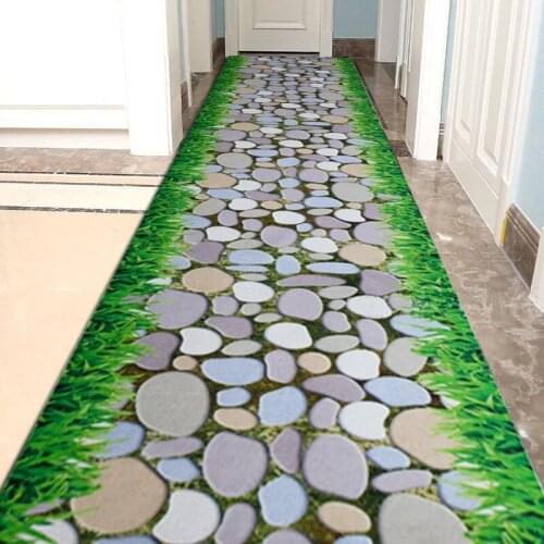 3D Cobblestone Corridor Soft Carpet Bedroom Flannel Carpet Modern Floral Area Carpet Living Room Carpet 80 * 200