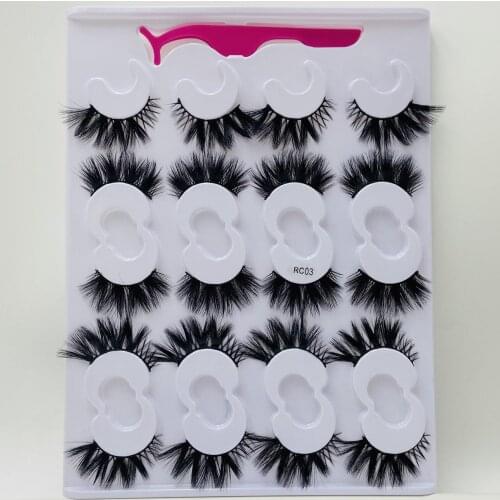 Long Thick Mink Fake Lashes 10 Pairs Set 10-25mm Handmade False Eye lashes Extensions with Tweezer 50 sets/lot DHL Free