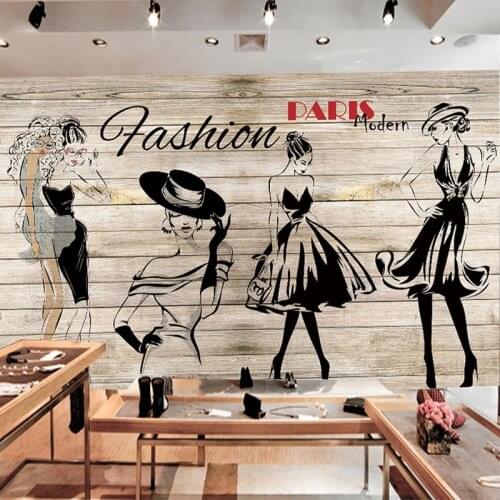 Custom Any Size Mural Wallpaper 3D Fashion Hand-painted Beauty Clothing Store Background Wall Decoration Painting 3D Art Fresco
