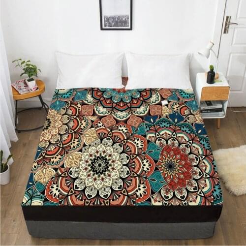 Customize Fitted Sheets Mattress Cover With Elastic Band 3D Bedsheet Linens 90x200 150x200 Bed Sheet Bedding Bohemia