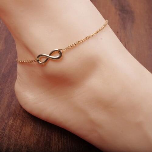 New Womens Gold 8-shape Ankle Chain Infinite Anklet Sexy Bracelet Barefoot Sandal Beach Foot Jewelry tornozeleira femininas