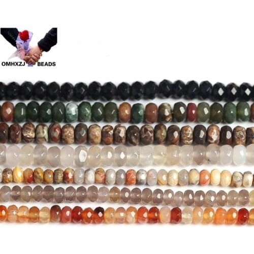 OMH Wholesale JD111 2.5*4 4*6 5*8mm Natural Jewelry DIY Making Bracelet Necklace Natural AAA Agate Loose Spacer Rondelle Beads