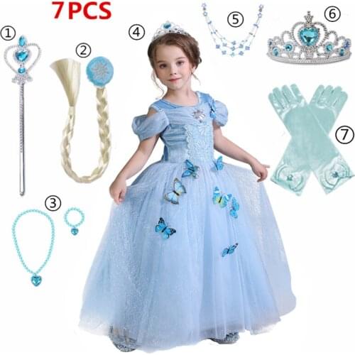 Princess Costume for Girls Fancy Kids Halloween Cospaly Dresses Birthday Party Childrens Clothing Girl Elsa Dresses for 4-10T