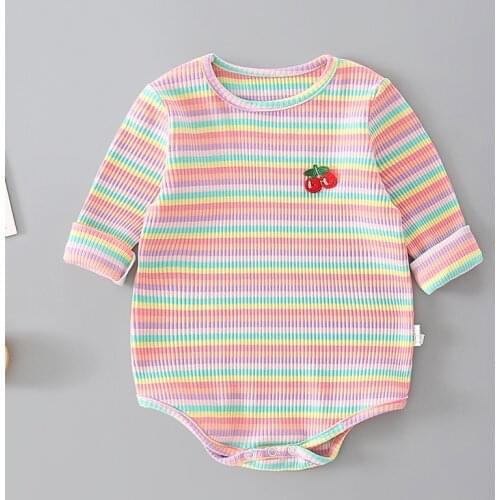 Toddler Girl striped Romper Spring Clothes Pink Long Sleeve Autumn New 2021 Toddler Bodysuits colorful